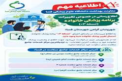 اطلاع‌رسانی در خصوص تغییرات برنامه پزشکی خانواده (نسخه ۰۳)